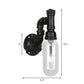Frendorf | Industriële Capsule Schaduw Sconces Lichtarmatuur Enkele Gloeilamp Duidelijk Glas Wand Gemonteerde Pijp Licht in Zwart