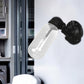 Frendorf | 1 Licht Wandlamp Verlichting Industriële Capsule Duidelijk Glas Wandlamp Armatuur in Zwart met Pijpd ontwerp