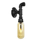 Frendorf | Oval Amber Glass Wandleuchte Industrie 1 Glühbirne Flur Wandmontierte Lampe in Schwarz mit Rohrdesign