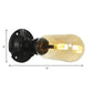 Frendorf | 1/2 Glühbirne Wandlampe Kapsel Bernstein Glas Industrielle Esszimmer Wandleuchte Beleuchtungsvorrichtung in Schwarz mit Rohrdesign