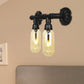 Frendorf | Capsule Woonkamer Wandlamp Industrie Amber Glas 2/4 Licht Zwarte Wandlamp met Pijp Ontwerp