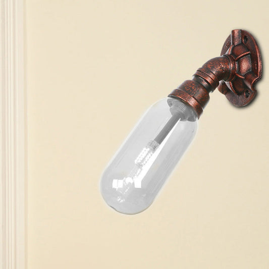 Frendorf | 1 Lamp Wandlamp Capsule Helder Glas Loft Eetkamer Wandverlichting Armatuur in Verweerd Koper met Pijpontwerp