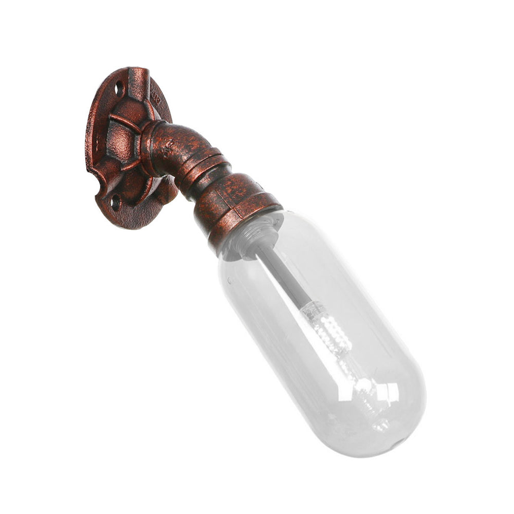 Frendorf | 1 Lamp Wandlamp Capsule Helder Glas Loft Eetkamer Wandverlichting Armatuur in Verweerd Koper met Pijpontwerp
