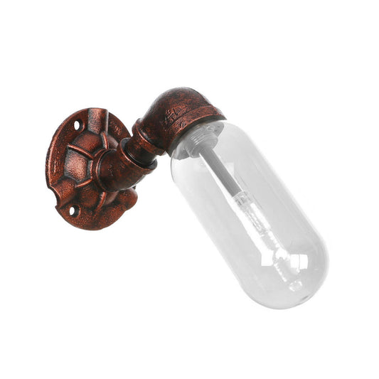 Frendorf | 1 Lamp Wandlamp Capsule Helder Glas Loft Eetkamer Wandverlichting Armatuur in Verweerd Koper met Pijpontwerp