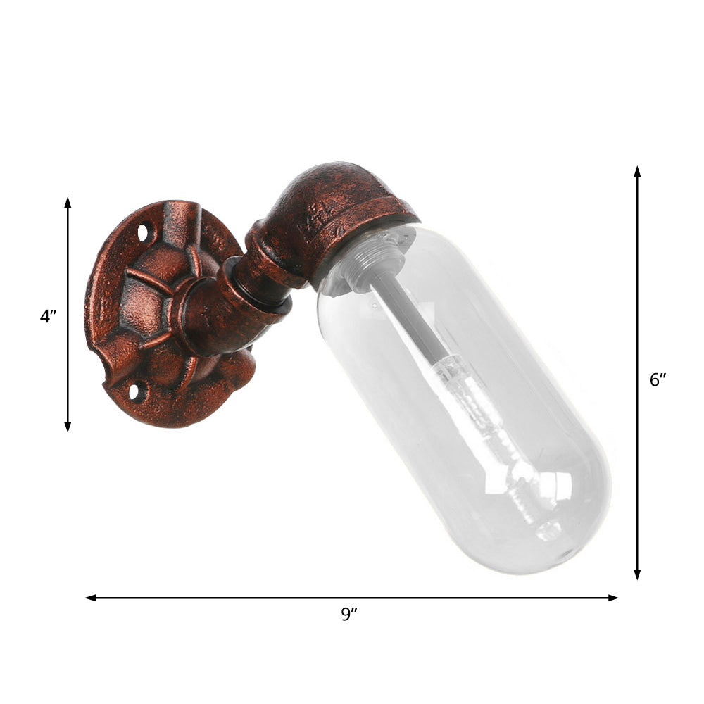 Frendorf | 1 Lamp Wandlamp Capsule Helder Glas Loft Eetkamer Wandverlichting Armatuur in Verweerd Koper met Pijpontwerp