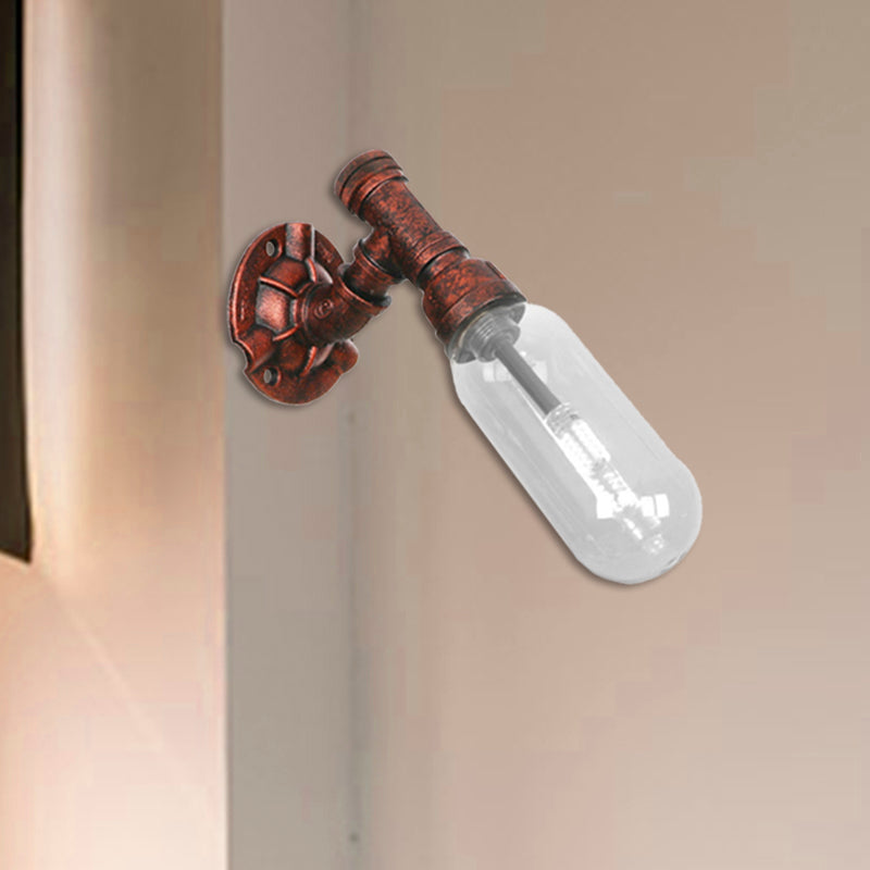 Frendorf | 1 Lamp Wandlamp Capsule Helder Glas Loft Eetkamer Wandverlichting Armatuur in Verweerd Koper met Pijpontwerp