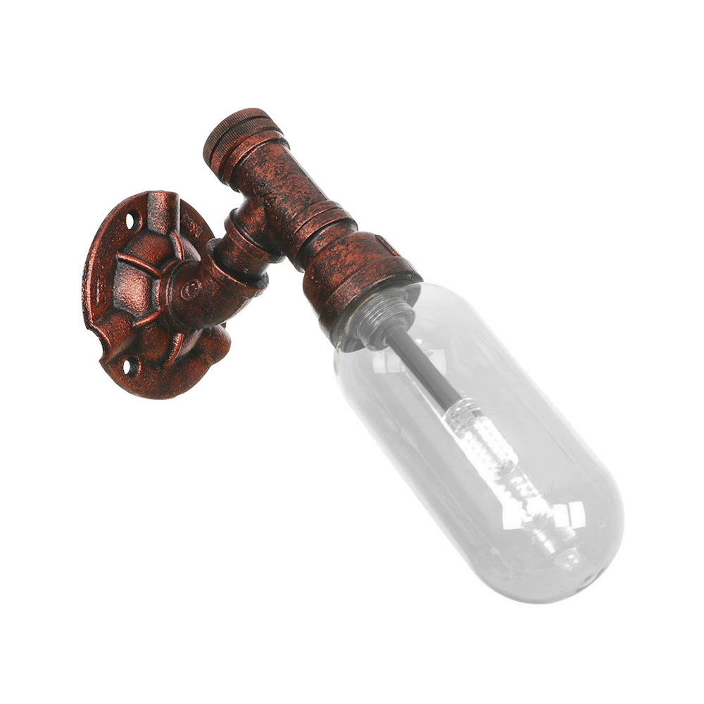 Frendorf | 1 Lamp Wandlamp Capsule Helder Glas Loft Eetkamer Wandverlichting Armatuur in Verweerd Koper met Pijpontwerp