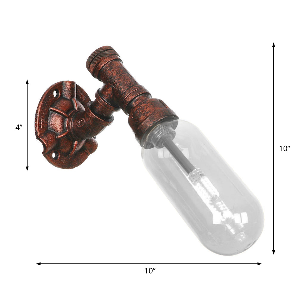 Frendorf | 1 Lamp Wandlamp Capsule Helder Glas Loft Eetkamer Wandverlichting Armatuur in Verweerd Koper met Pijpontwerp