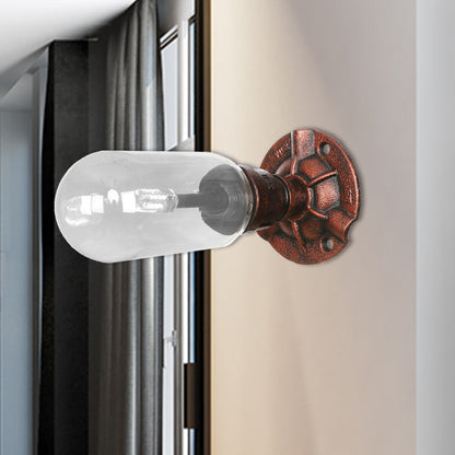 Frendorf | Klar Glas Wetter Kupfer Wandleuchte Kapsel 1 Licht Industrielle Wandmontierte Rohrlicht