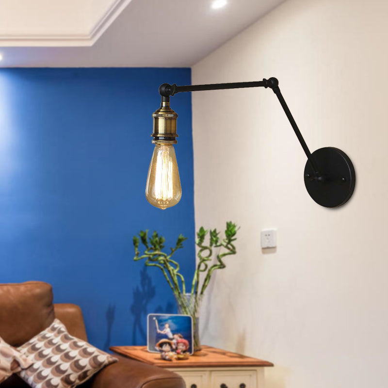 Frendorf | Industriële Open Bol Sconces Verlichting met Swingarm 1 Licht Metalen Wandlamp in Messing/Zwart voor Woonkamer