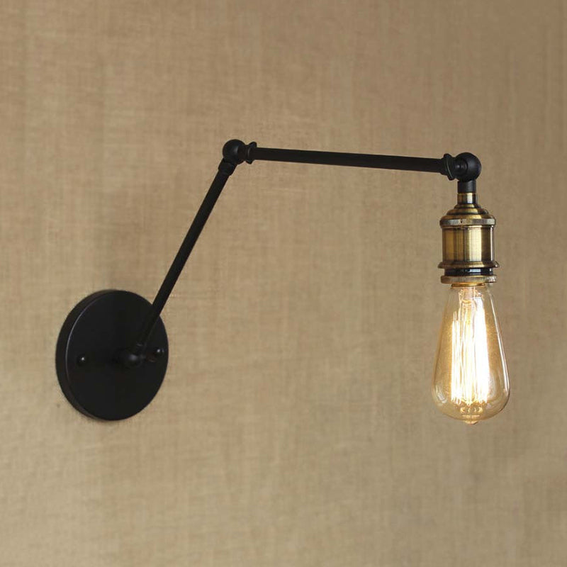 Frendorf | Industriële Open Bol Sconces Verlichting met Swingarm 1 Licht Metalen Wandlamp in Messing/Zwart voor Woonkamer