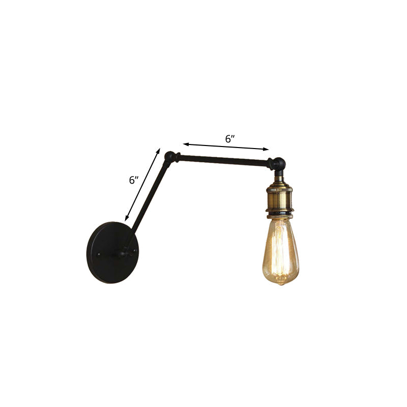Frendorf | Industriële Open Bol Sconces Verlichting met Swingarm 1 Licht Metalen Wandlamp in Messing/Zwart voor Woonkamer