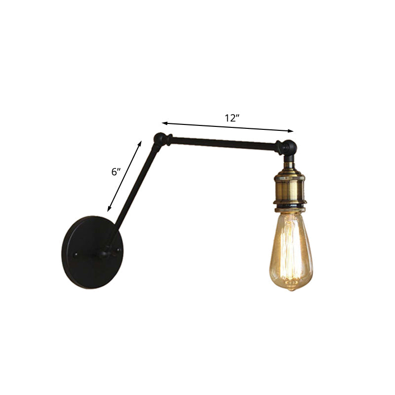 Frendorf | Industriële Open Bol Sconces Verlichting met Swingarm 1 Licht Metalen Wandlamp in Messing/Zwart voor Woonkamer