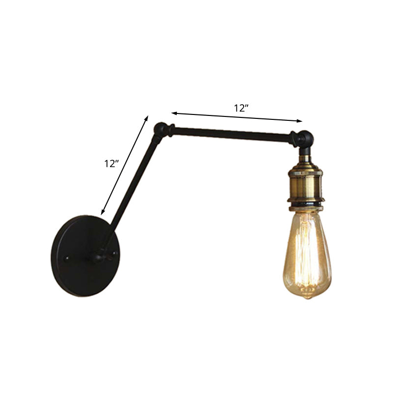 Frendorf | Industriële Open Bol Sconces Verlichting met Swingarm 1 Licht Metalen Wandlamp in Messing/Zwart voor Woonkamer