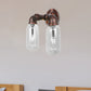 Frendorf | Wetterkupfer 2-Licht Wandleuchte Licht Industriell Klarglas Oval Wandleuchte mit Rohrdesign