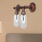 Frendorf | Klarer Glas-Kapsel-Wandleuchte Industrie 2/4 Lichter Schlafzimmer Wandmontierte Rohrleuchte in verwittertem Kupfer