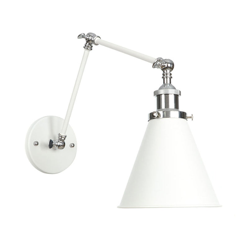 Frendorf | 1 Licht Wandlamp Verlichting Industrieel Conus/Schaal/Golvend Metaal Wandlamp Verlichting in Wit met Verstelbare Arm