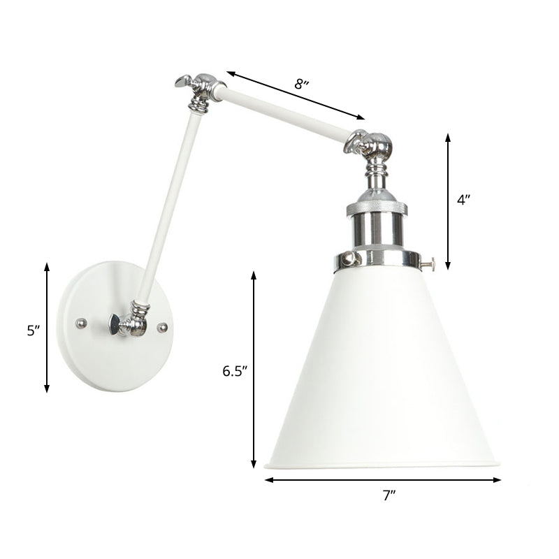 Frendorf | 1 Licht Wandlamp Verlichting Industrieel Conus/Schaal/Golvend Metaal Wandlamp Verlichting in Wit met Verstelbare Arm
