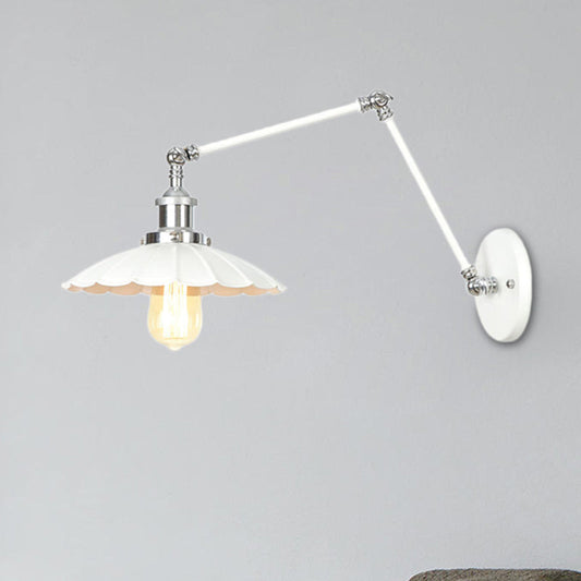 Frendorf | 1 Licht Wandlamp Verlichting Industrieel Conus/Schaal/Golvend Metaal Wandlamp Verlichting in Wit met Verstelbare Arm