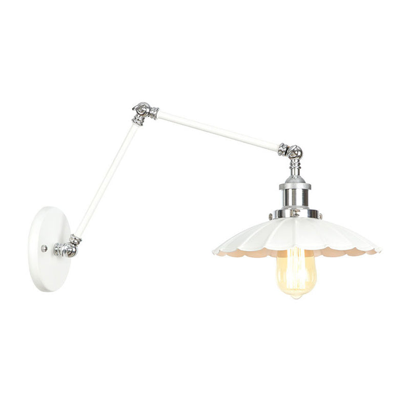 Frendorf | 1 Licht Wandlamp Verlichting Industrieel Conus/Schaal/Golvend Metaal Wandlamp Verlichting in Wit met Verstelbare Arm