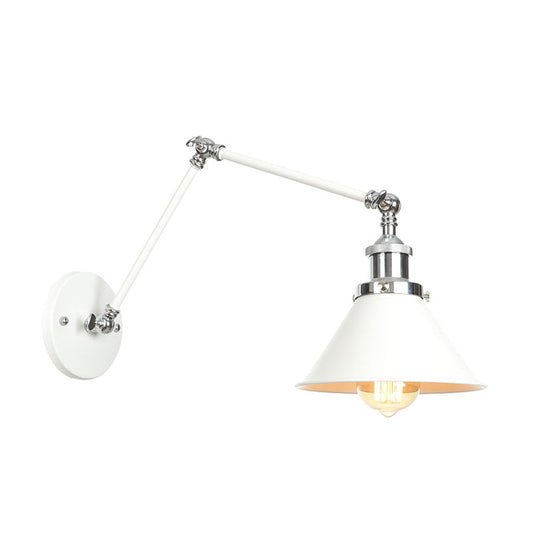Frendorf | 1 Licht Wandlamp Verlichting Industrieel Conus/Schaal/Golvend Metaal Wandlamp Verlichting in Wit met Verstelbare Arm