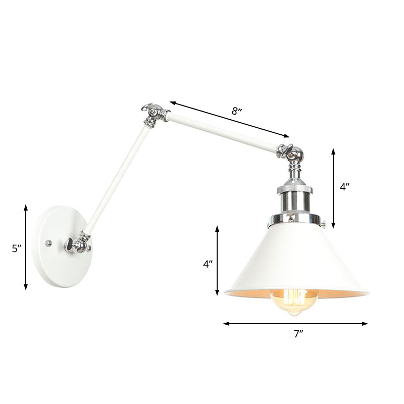 Frendorf | 1 Licht Wandlamp Verlichting Industrieel Conus/Schaal/Golvend Metaal Wandlamp Verlichting in Wit met Verstelbare Arm