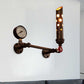 Frendorf | Gegoten IJzeren Buis Wandlamp met Ventiel en Manometer Vintage 1 Licht Woonkamer Wandlamp in Verouderd Messing/Zwart