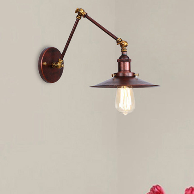 Frendorf | Metall Schwarz/Rost Wandmontage Licht Flachschirm 1 Glühbirne Industrie Stil Wandleuchte mit Schwenkarm