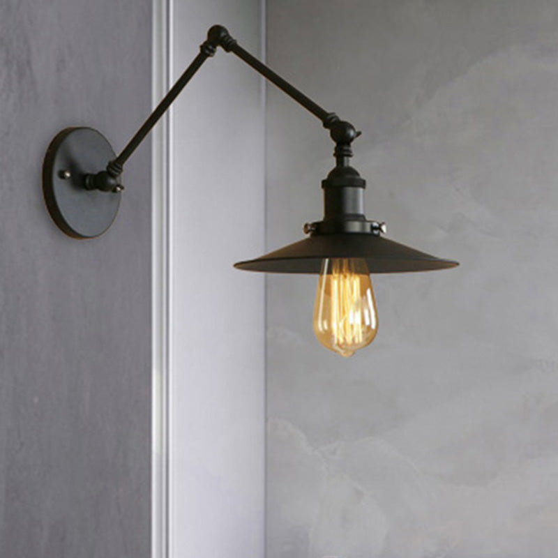 Frendorf | Metall Schwarz/Rost Wandmontage Licht Flachschirm 1 Glühbirne Industrie Stil Wandleuchte mit Schwenkarm