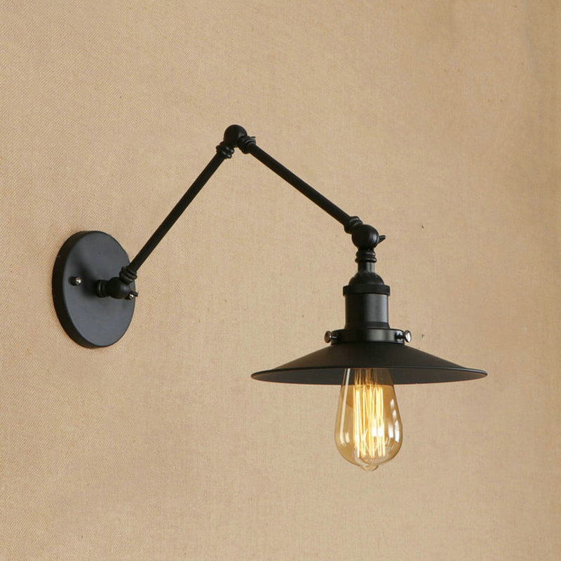 Frendorf | Metall Schwarz/Rost Wandmontage Licht Flachschirm 1 Glühbirne Industrie Stil Wandleuchte mit Schwenkarm