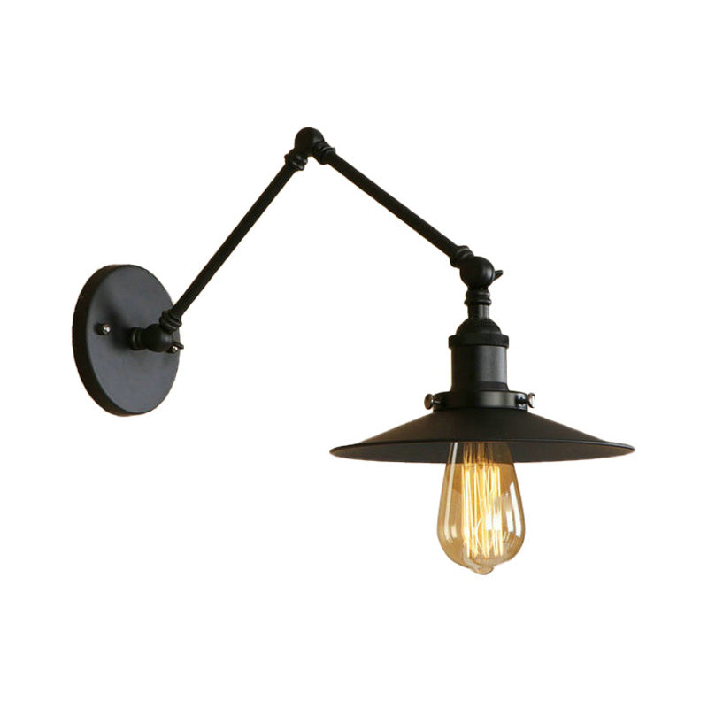 Frendorf | Metall Schwarz/Rost Wandmontage Licht Flachschirm 1 Glühbirne Industrie Stil Wandleuchte mit Schwenkarm