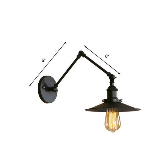 Frendorf | Metall Schwarz/Rost Wandmontage Licht Flachschirm 1 Glühbirne Industrie Stil Wandleuchte mit Schwenkarm