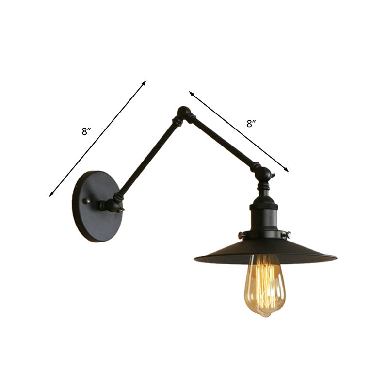 Frendorf | Metall Schwarz/Rost Wandmontage Licht Flachschirm 1 Glühbirne Industrie Stil Wandleuchte mit Schwenkarm