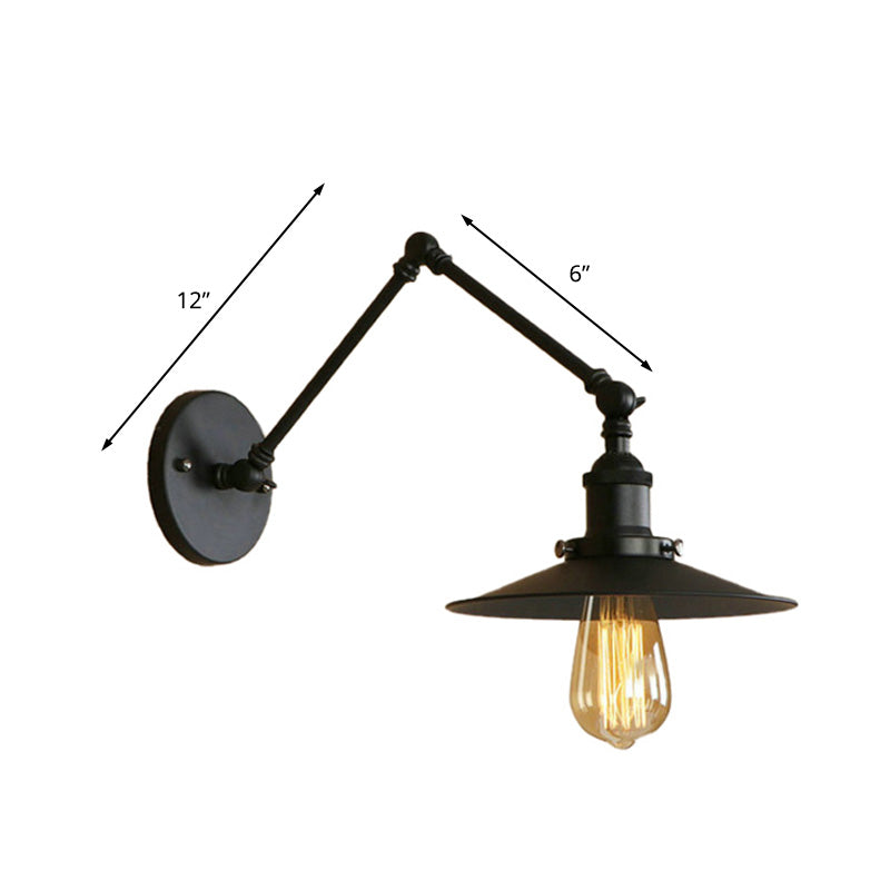 Frendorf | Metall Schwarz/Rost Wandmontage Licht Flachschirm 1 Glühbirne Industrie Stil Wandleuchte mit Schwenkarm