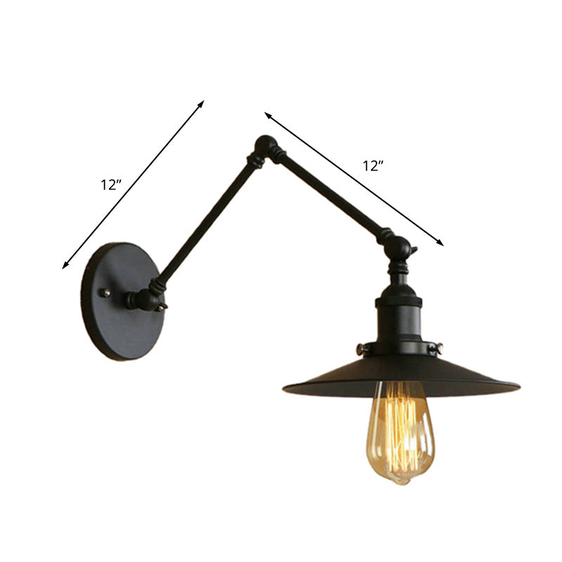 Frendorf | Metall Schwarz/Rost Wandmontage Licht Flachschirm 1 Glühbirne Industrie Stil Wandleuchte mit Schwenkarm