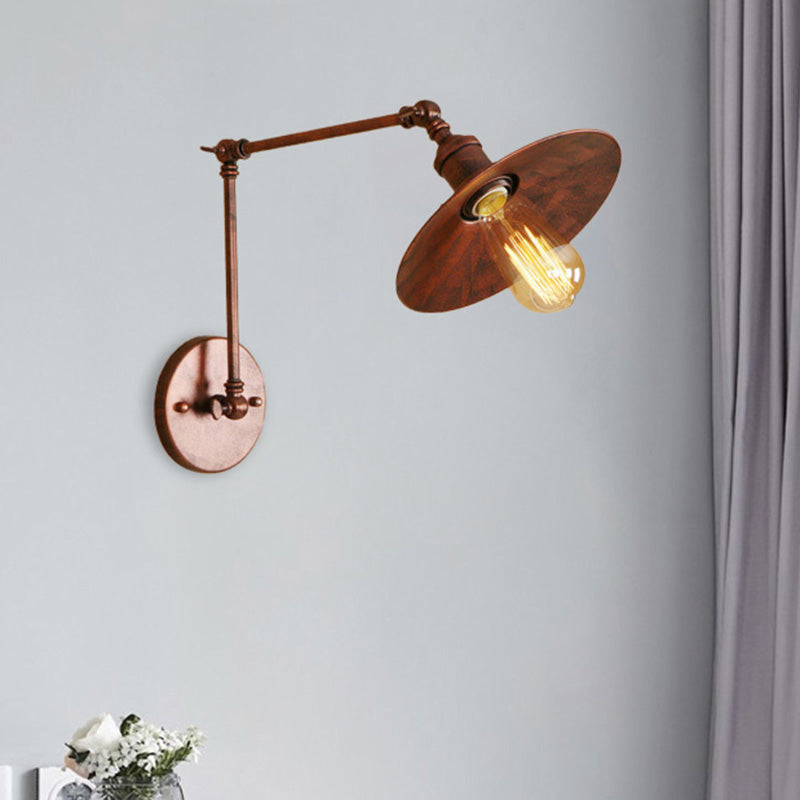 Frendorf | Metall Schwarz/Rost Wandmontage Licht Flachschirm 1 Glühbirne Industrie Stil Wandleuchte mit Schwenkarm
