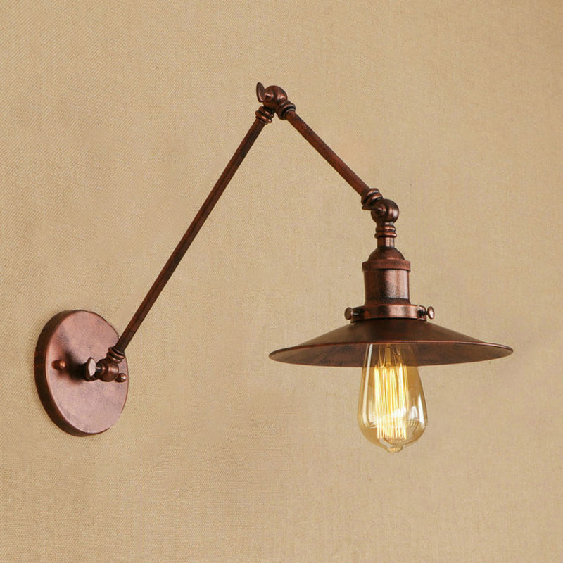 Frendorf | Metall Schwarz/Rost Wandmontage Licht Flachschirm 1 Glühbirne Industrie Stil Wandleuchte mit Schwenkarm