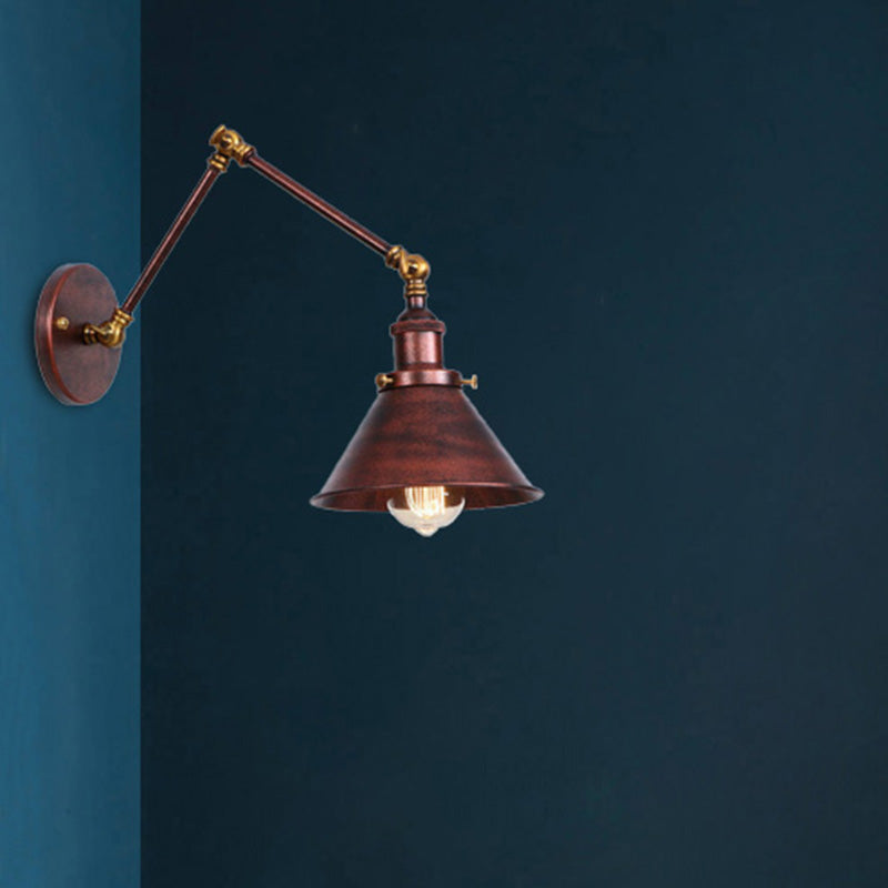 Conic Study Room Wandlampe Industrial Metallic 1 Birne Schwarz/Messing Wandleuchte mit Schwenkarm