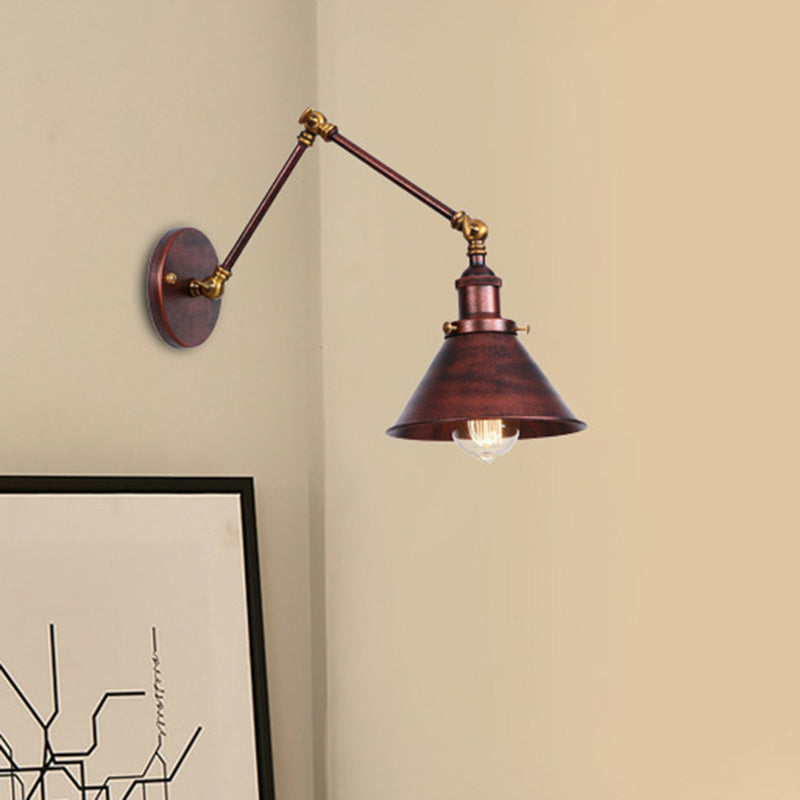 Conic Study Room Wandlampe Industrial Metallic 1 Birne Schwarz/Messing Wandleuchte mit Schwenkarm