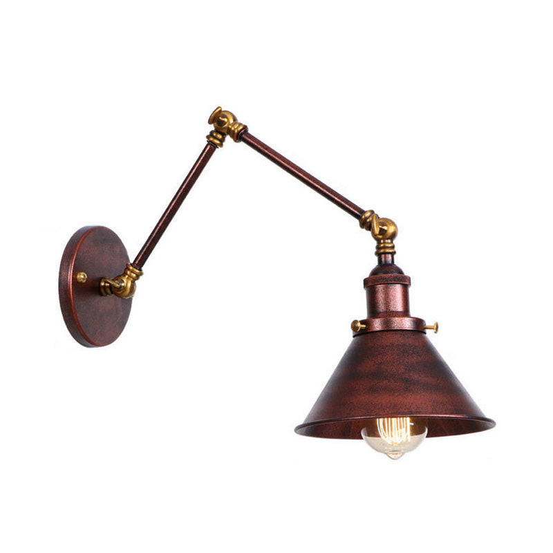 Conic Study Room Wandlampe Industrial Metallic 1 Birne Schwarz/Messing Wandleuchte mit Schwenkarm