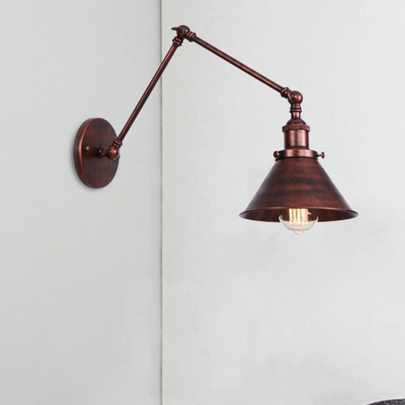 Conic Study Room Wandlampe Industrial Metallic 1 Birne Schwarz/Messing Wandleuchte mit Schwenkarm