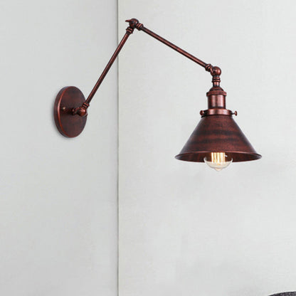 Frendorf | Conic Study Room Wandlamp Industrieel Metaal 1 Peervorm Zwart/Brass Wandlamp met Swingarm