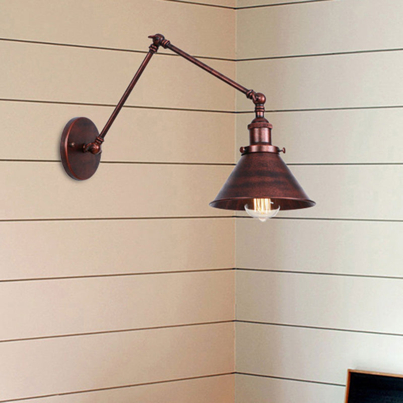 Conic Study Room Wandlampe Industrial Metallic 1 Birne Schwarz/Messing Wandleuchte mit Schwenkarm