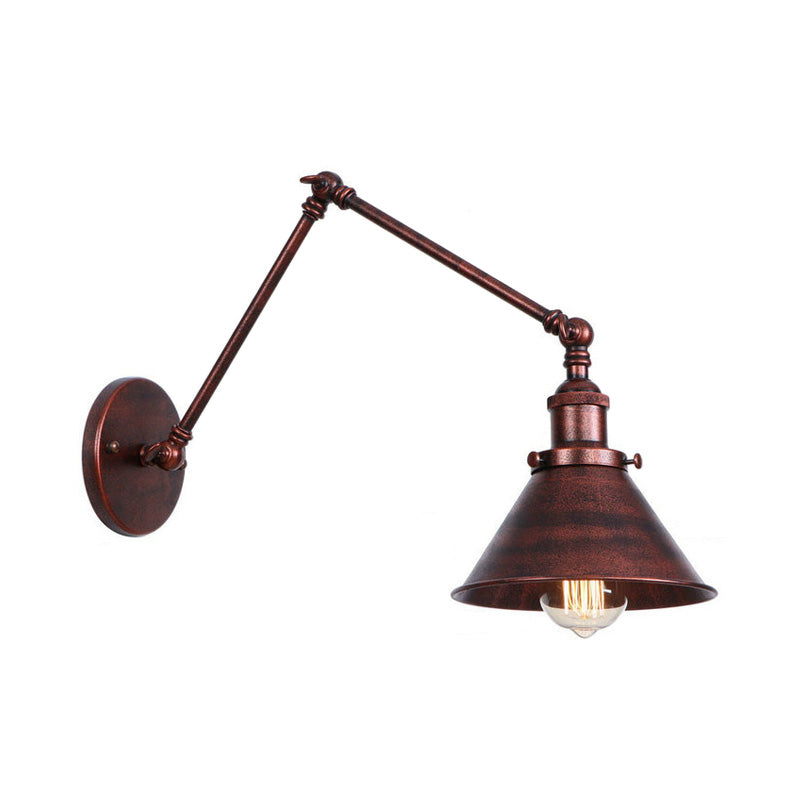 Conic Study Room Wandlampe Industrial Metallic 1 Birne Schwarz/Messing Wandleuchte mit Schwenkarm