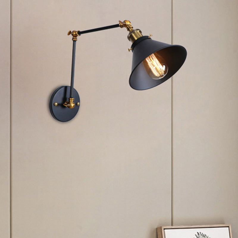 Conic Study Room Wandlampe Industrial Metallic 1 Birne Schwarz/Messing Wandleuchte mit Schwenkarm