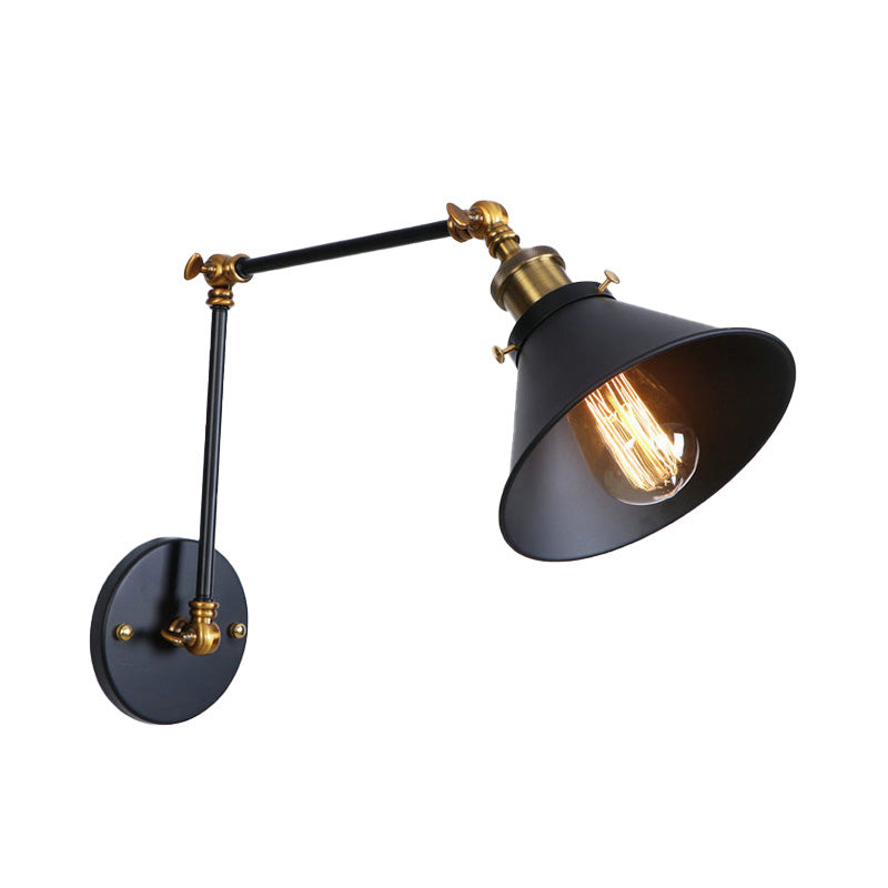 Conic Study Room Wandlampe Industrial Metallic 1 Birne Schwarz/Messing Wandleuchte mit Schwenkarm