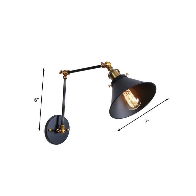 Conic Study Room Wandlampe Industrial Metallic 1 Birne Schwarz/Messing Wandleuchte mit Schwenkarm