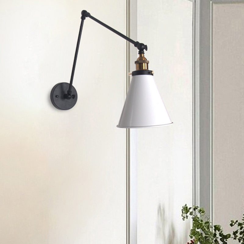 Frendorf | Tapered Schlafzimmer Wandmontage Licht Loft Stil Metallisch 1 Kopf Schwarz/Weiß Verstellbare Wandleuchtenarmatur