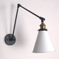Frendorf | Tapered Schlafzimmer Wandmontage Licht Loft Stil Metallisch 1 Kopf Schwarz/Weiß Verstellbare Wandleuchtenarmatur