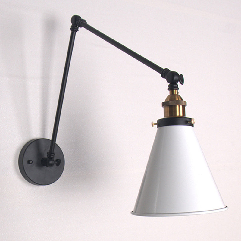 Frendorf | Tapered Schlafzimmer Wandmontage Licht Loft Stil Metallisch 1 Kopf Schwarz/Weiß Verstellbare Wandleuchtenarmatur